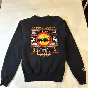 Champion Black Houston Rockets Christmas Crewneck Pullover